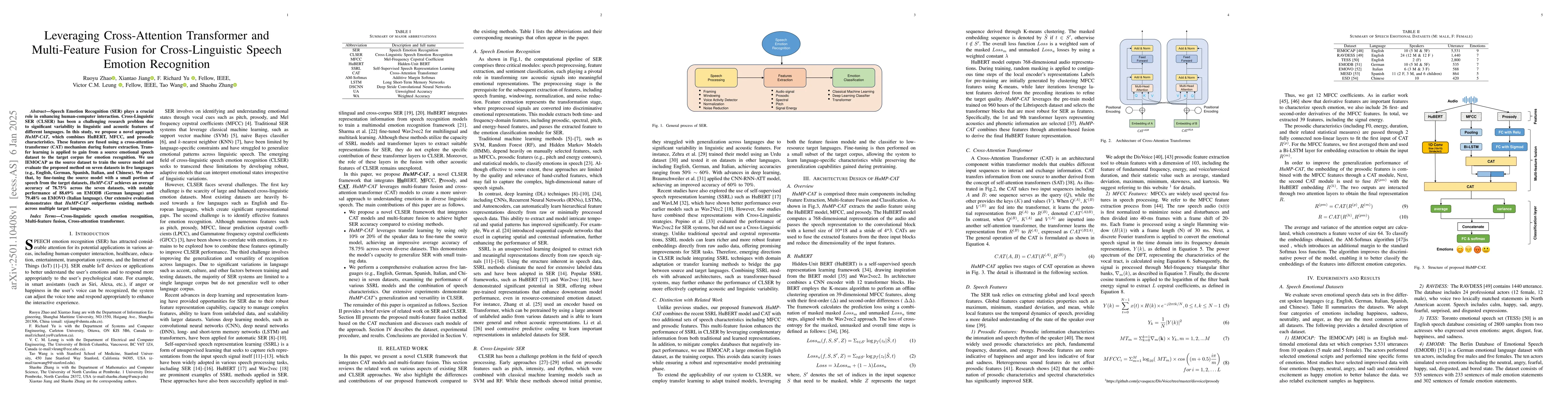 Thumbnail for Leveraging Cross-Attention Transformer and Multi-Feature Fusion for
  Cross-Linguistic Speech Emotion Recognition