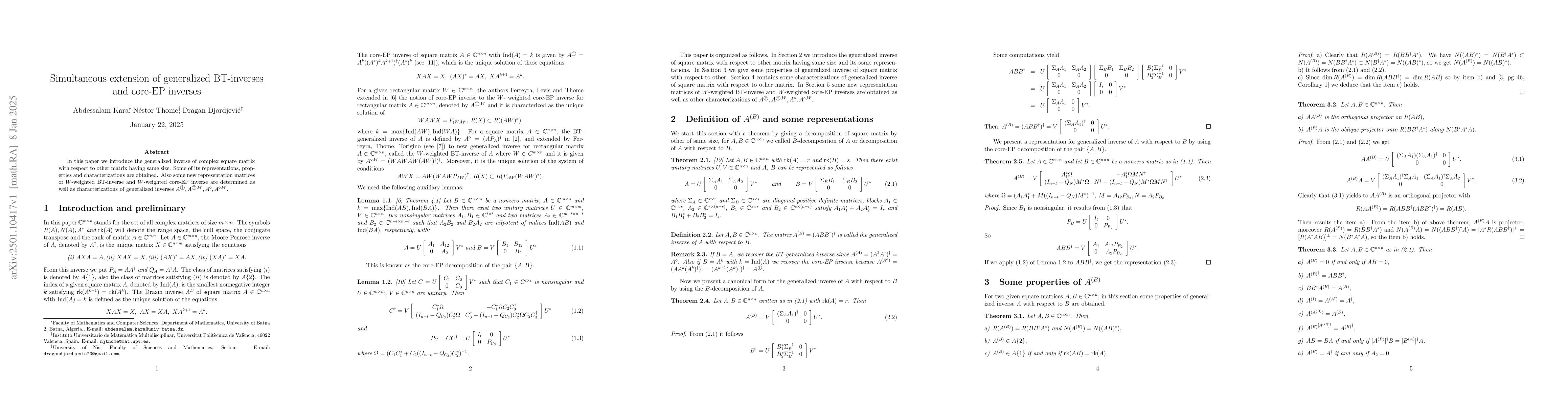 Thumbnail for Simultaneous extension of generalized BT-inverses and core-EP inverses