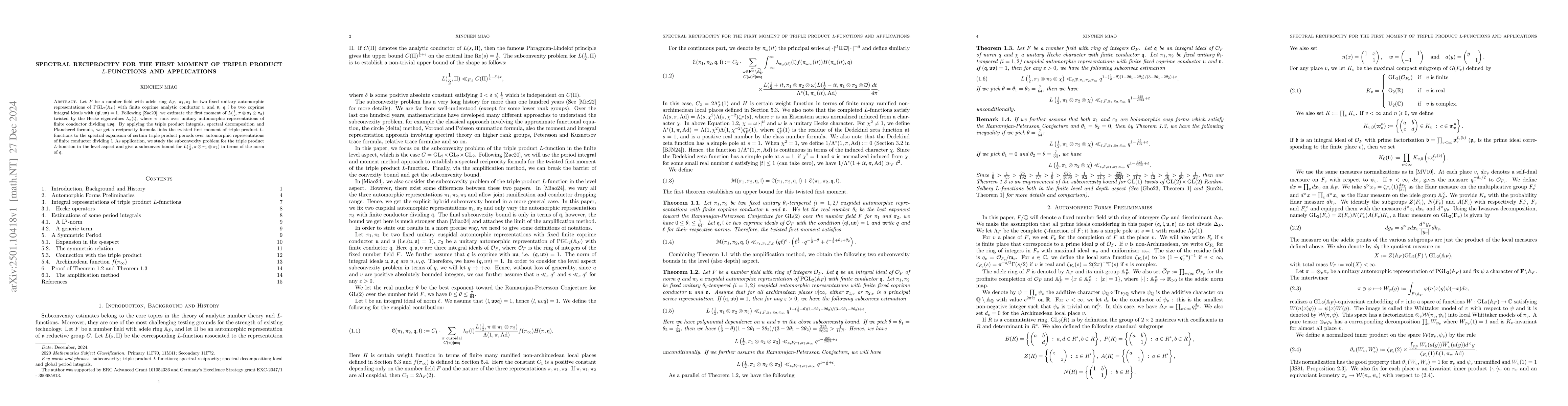 Thumbnail for Spectral Reciprocity for the first moment of triple product
  $L$-functions and applications