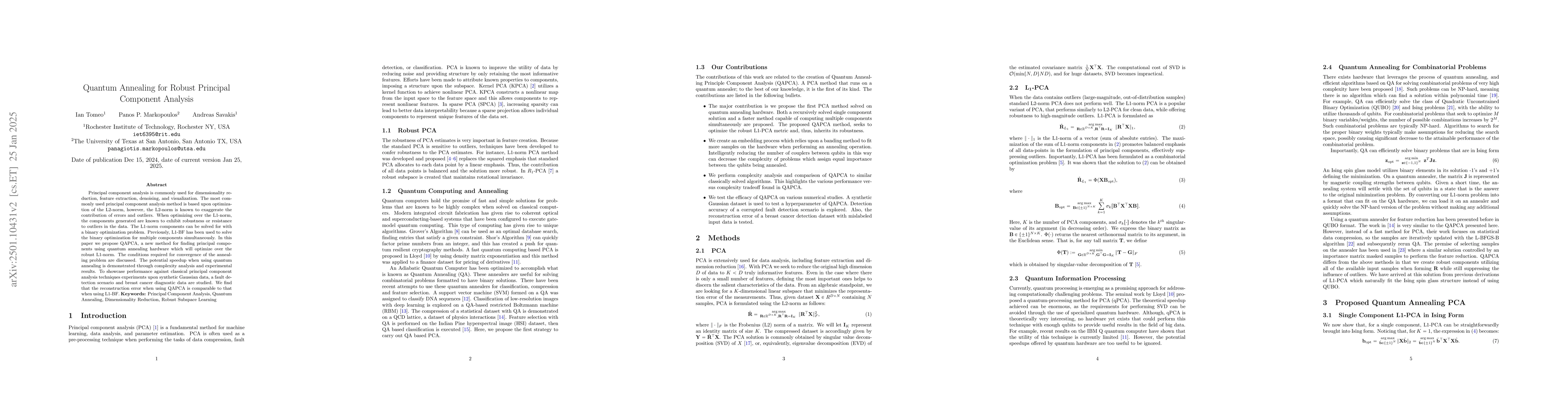 Thumbnail for Quantum Annealing for Robust Principal Component Analysis