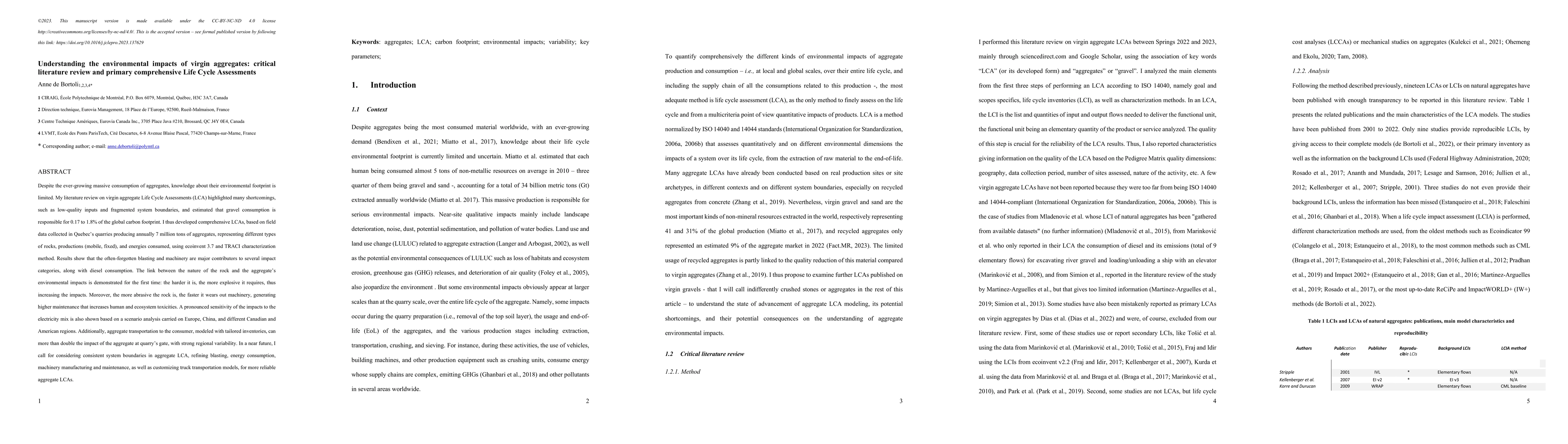 Thumbnail for Understanding the environmental impacts of virgin aggregates: critical
  literature review and primary comprehensive Life Cycle Assessments