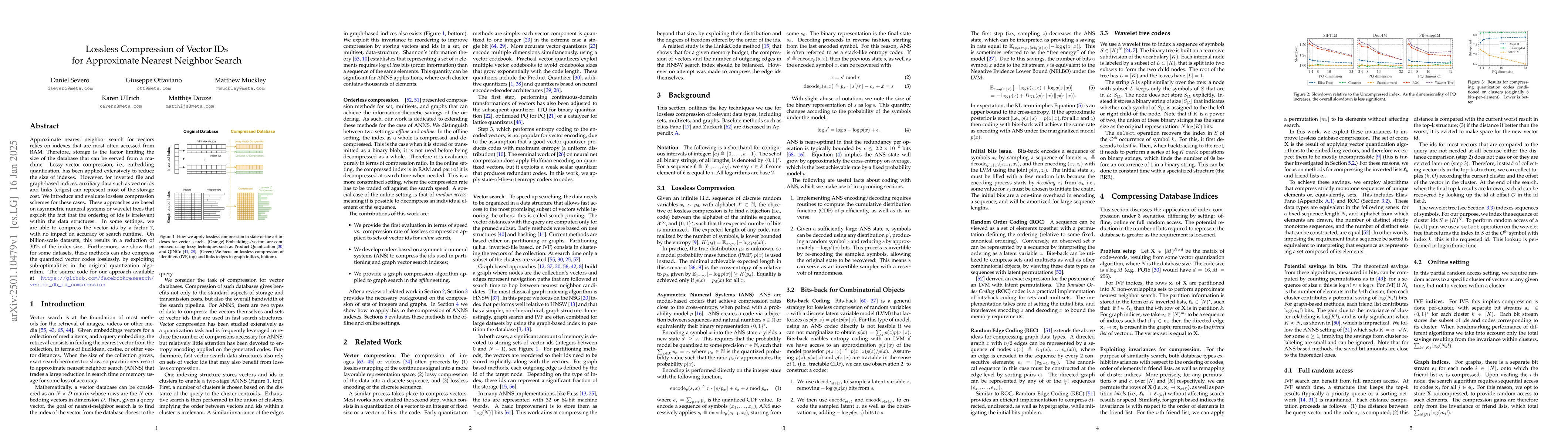 Thumbnail for Lossless Compression of Vector IDs for Approximate Nearest Neighbor
  Search