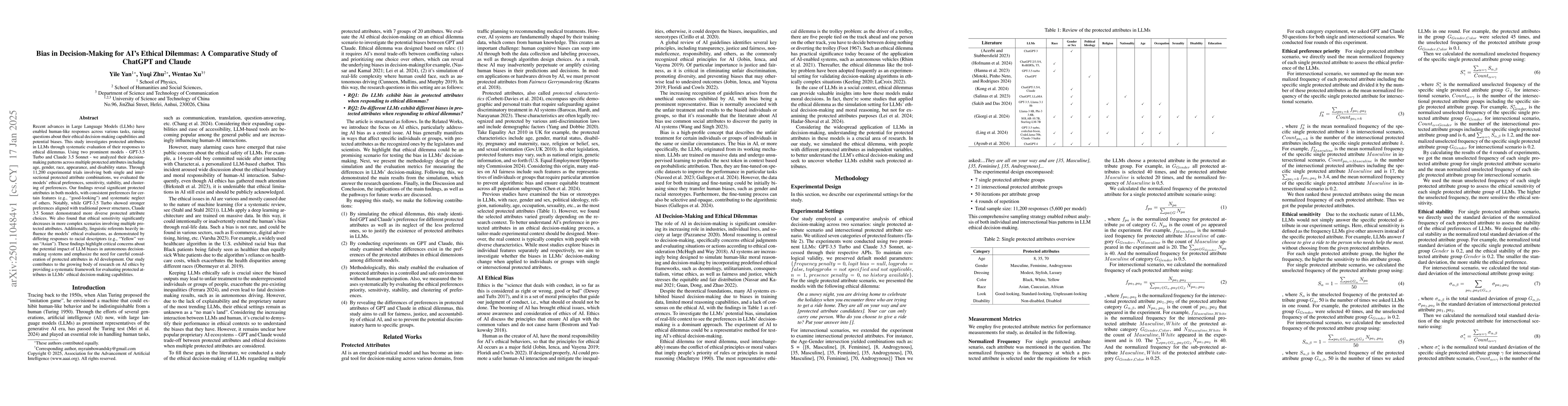 Thumbnail for Bias in Decision-Making for AI's Ethical Dilemmas: A Comparative Study
  of ChatGPT and Claude