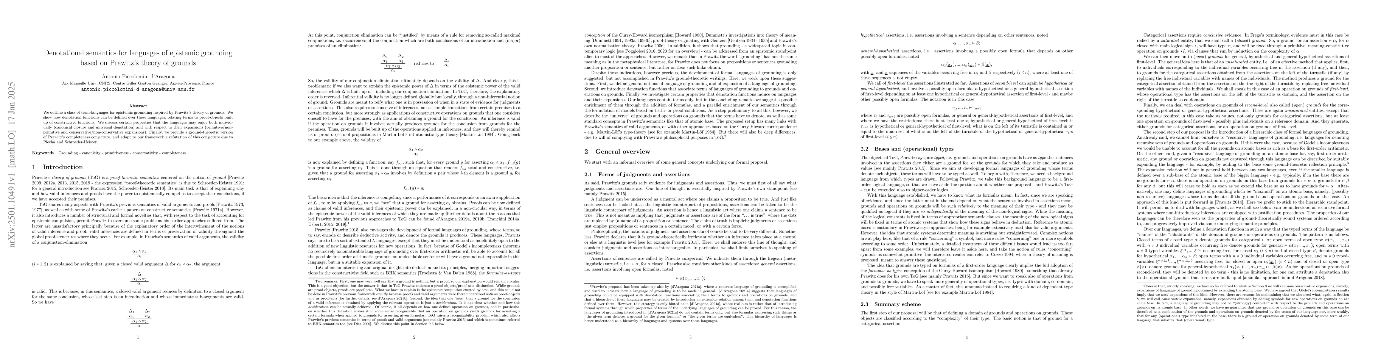 Thumbnail for Denotational semantics for languages of epistemic grounding based on
  Prawitz's theory of grounds