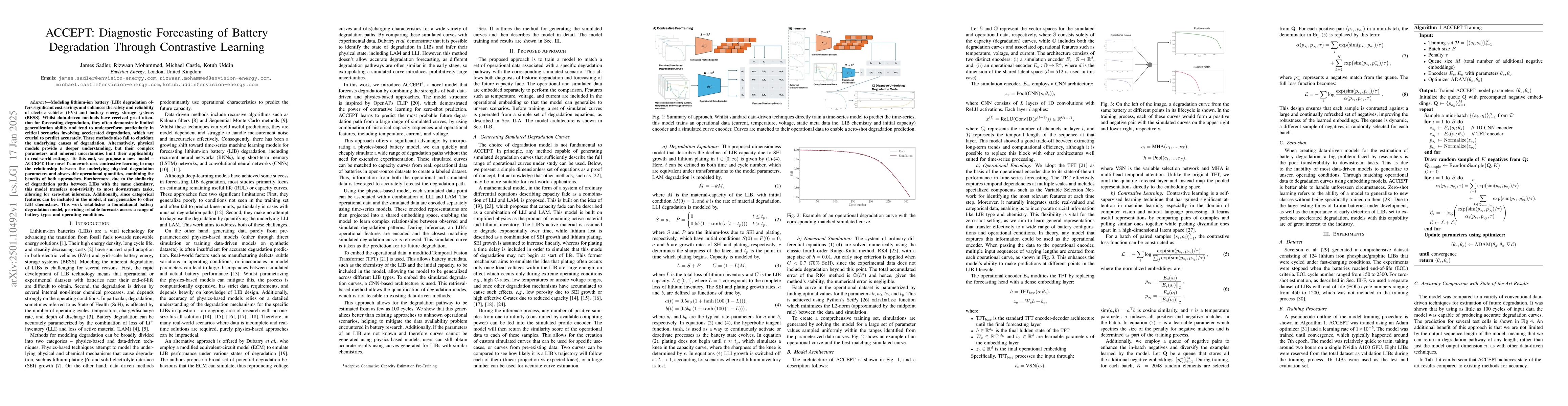Thumbnail for ACCEPT: Diagnostic Forecasting of Battery Degradation Through
  Contrastive Learning
