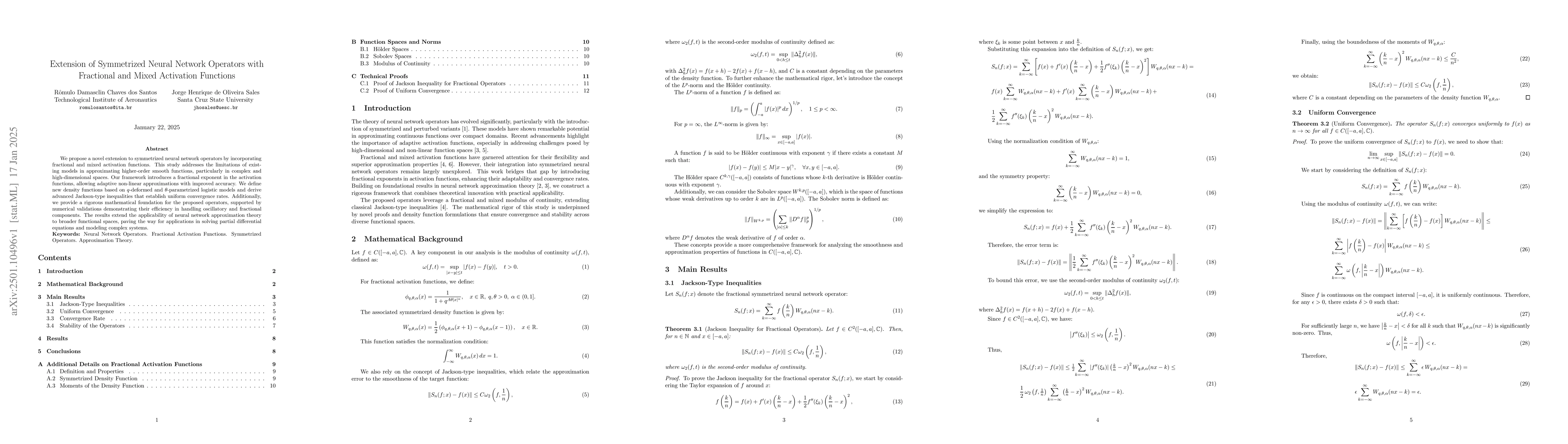 Thumbnail for Extension of Symmetrized Neural Network Operators with Fractional and
  Mixed Activation Functions