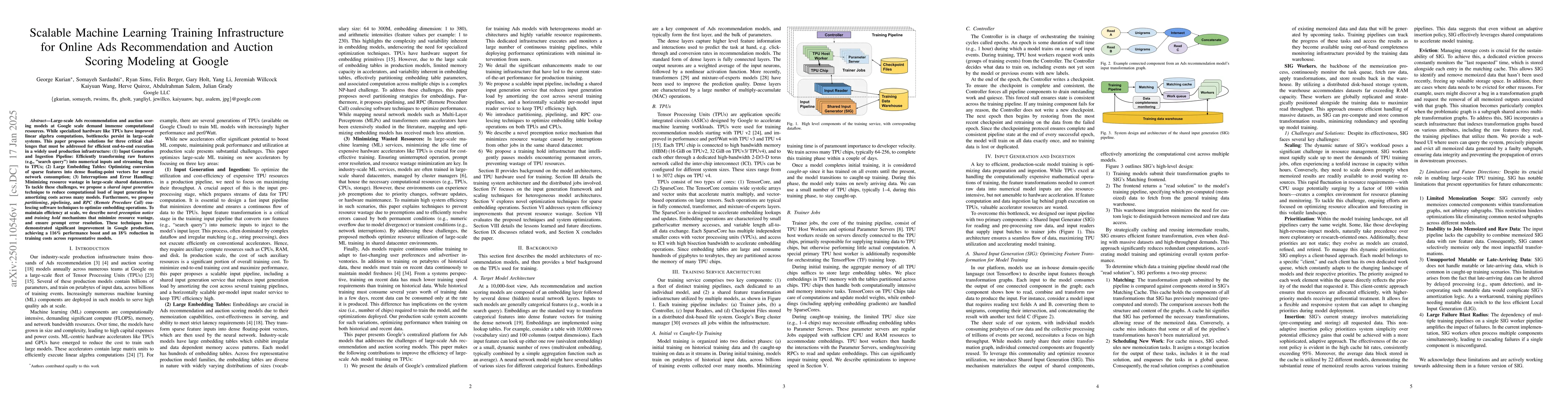 Thumbnail for Scalable Machine Learning Training Infrastructure for Online Ads
  Recommendation and Auction Scoring Modeling at Google