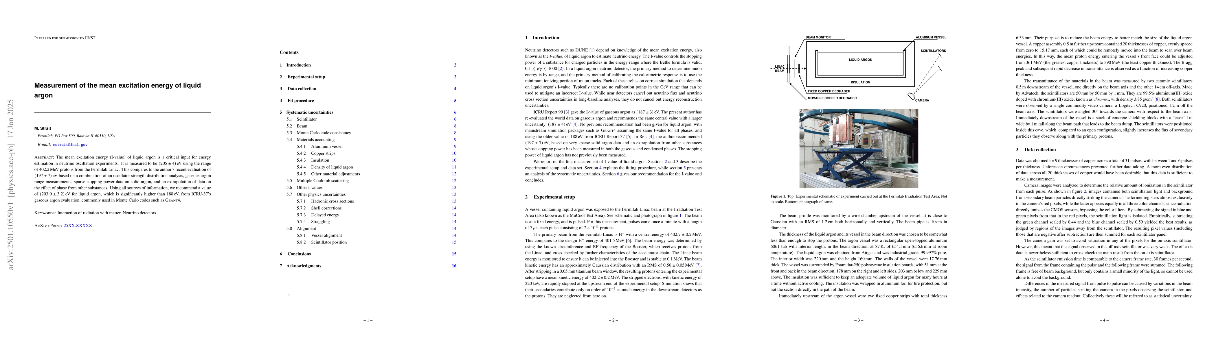 Thumbnail for Measurement of the mean excitation energy of liquid argon