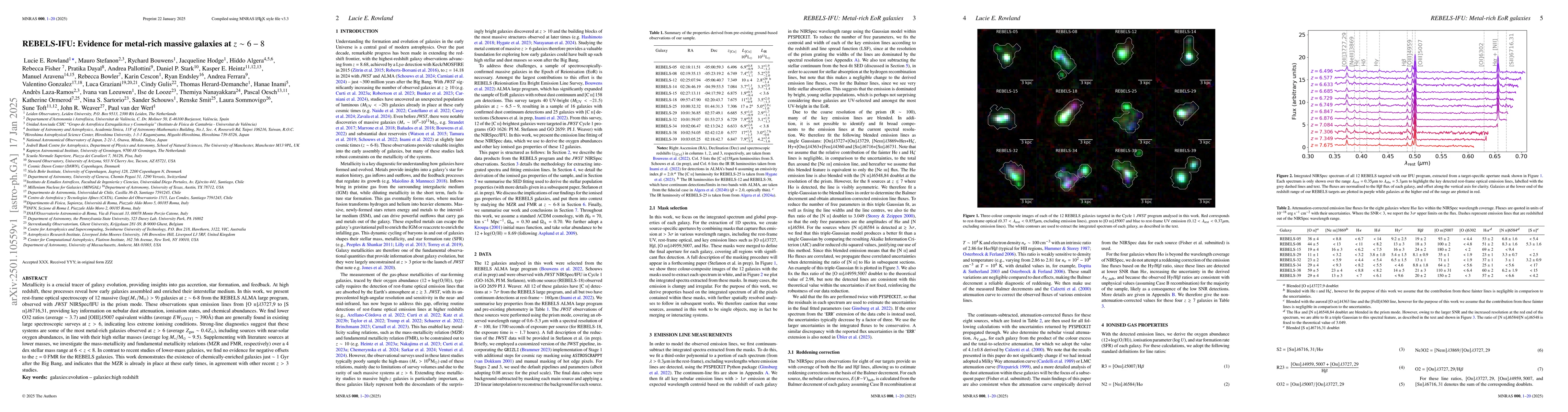 Thumbnail for REBELS-IFU: Evidence for metal-rich massive galaxies at z~6-8