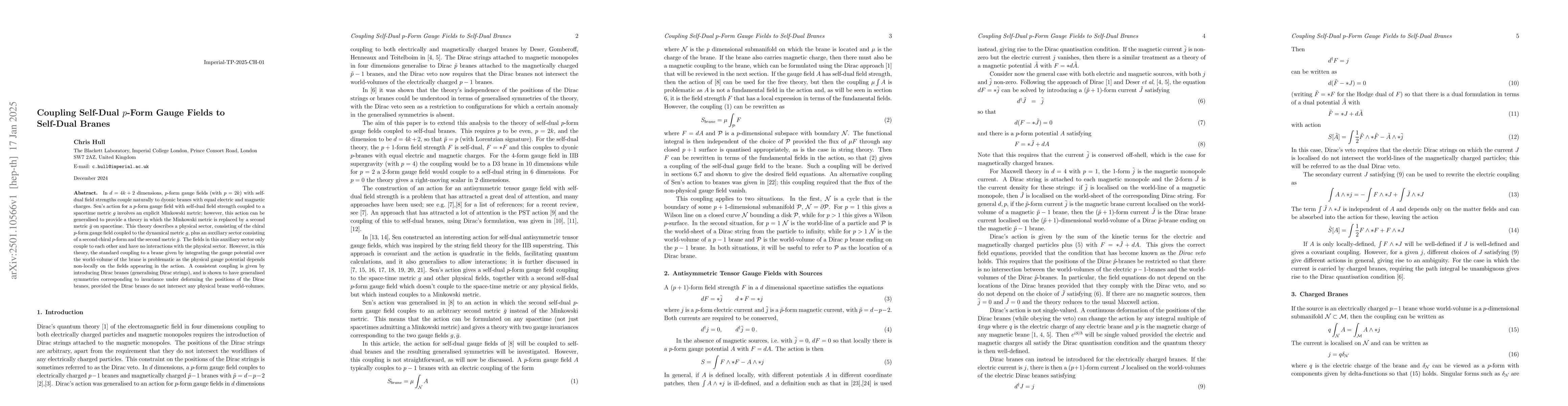 Thumbnail for Coupling Self-Dual p-Form Gauge Fields to Self-Dual Branes