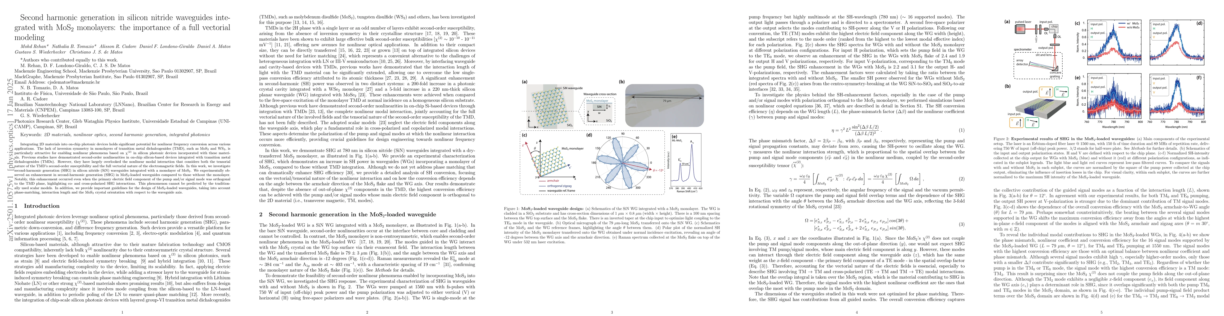 Thumbnail for Second harmonic generation in silicon nitride waveguides integrated with
  MoS$_2$ monolayers: the importance of a full vectorial modeling