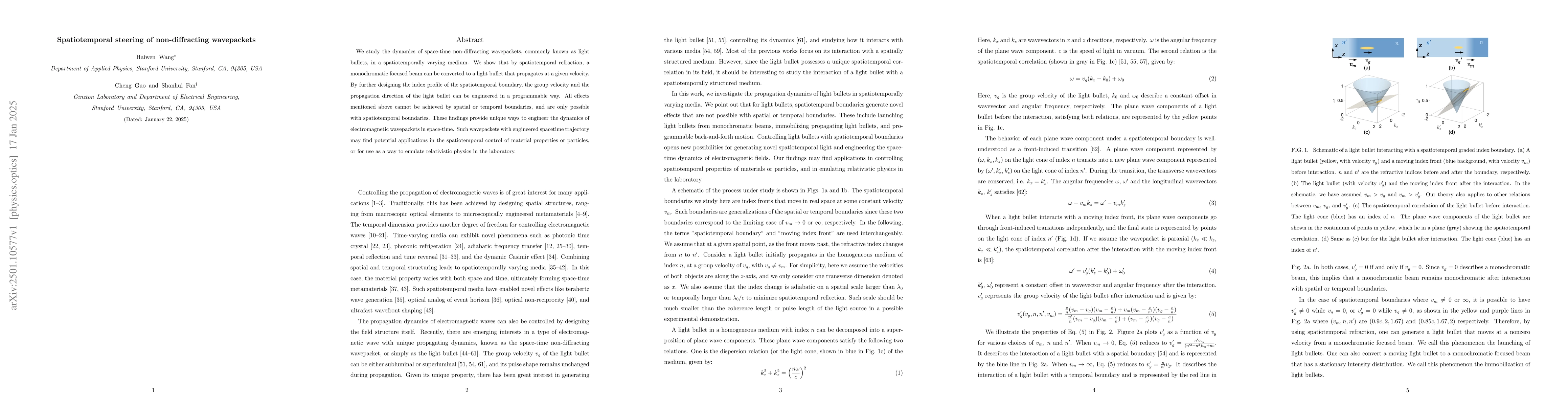 Thumbnail for Spatiotemporal steering of non-diffracting wavepackets