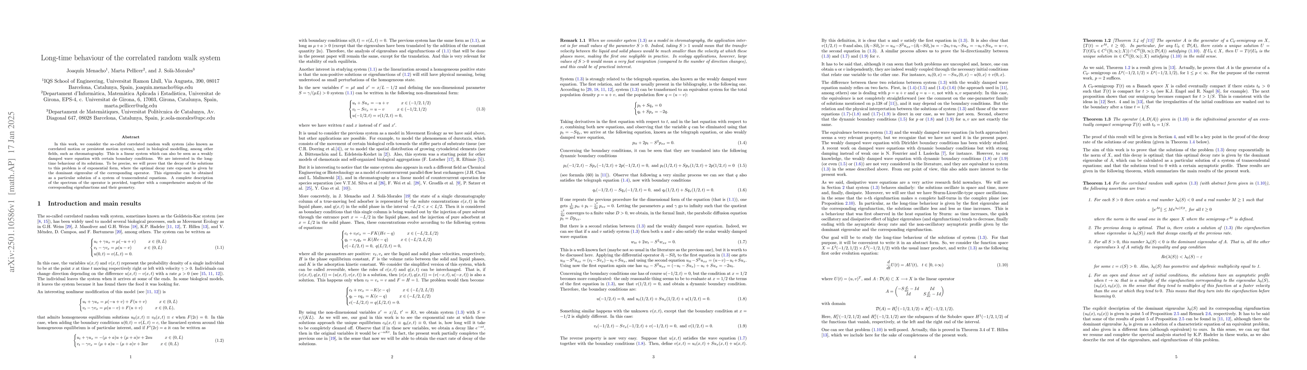 Thumbnail for Long-time behaviour of the correlated random walk system