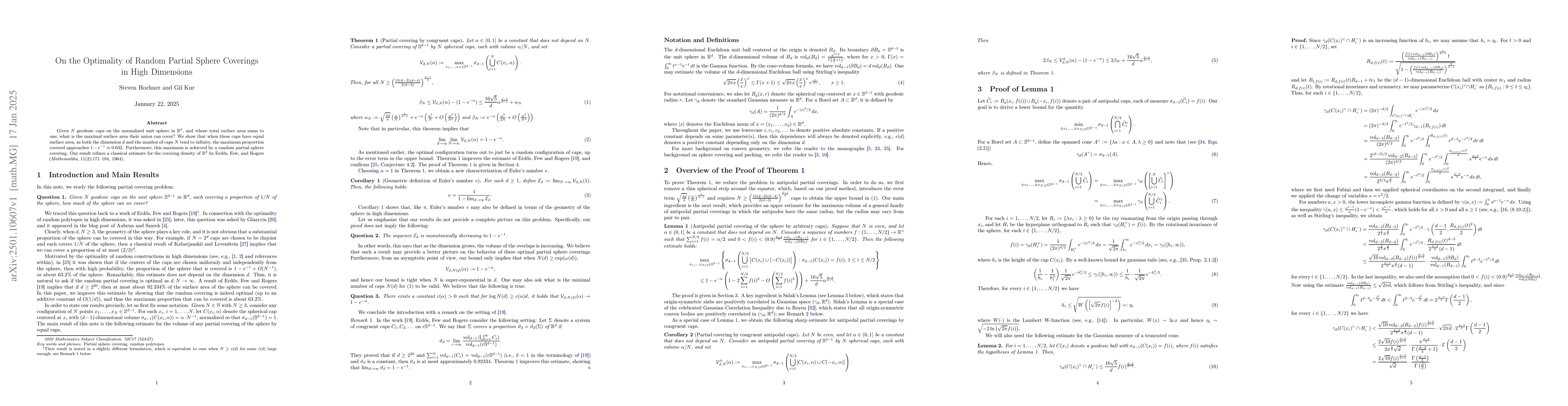 Thumbnail for On the Optimality of Random Partial Sphere Coverings in High Dimensions