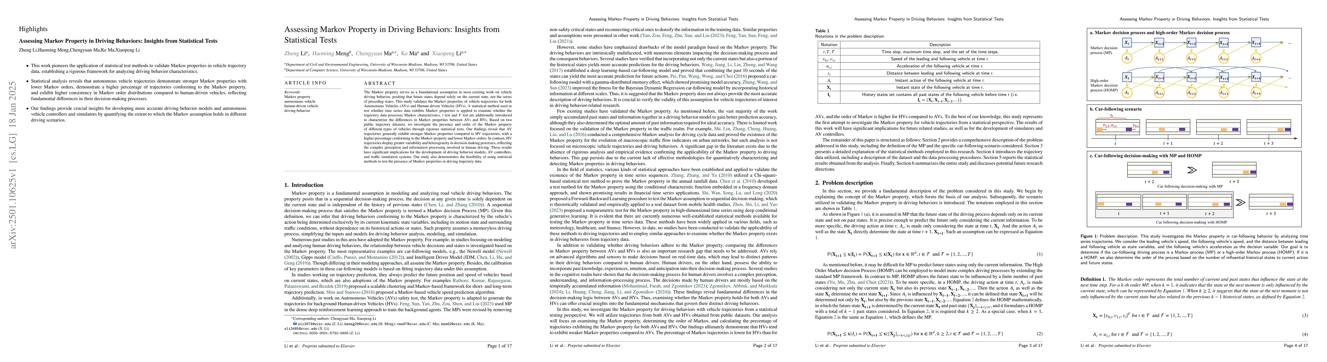 Thumbnail for Assessing Markov Property in Driving Behaviors: Insights from
  Statistical Tests
