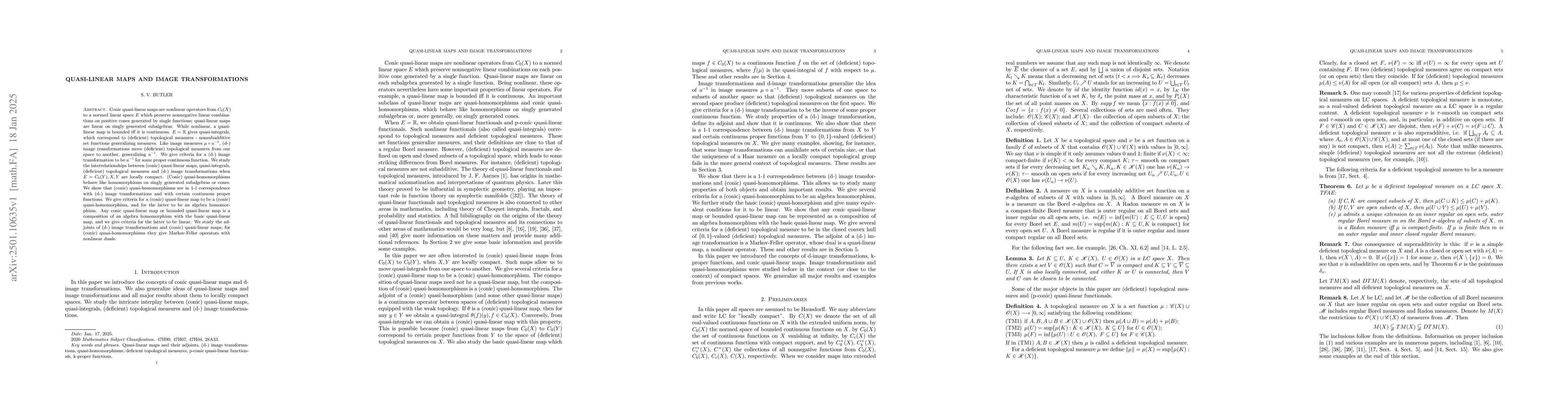 Thumbnail for Quasi-linear maps and image transformations