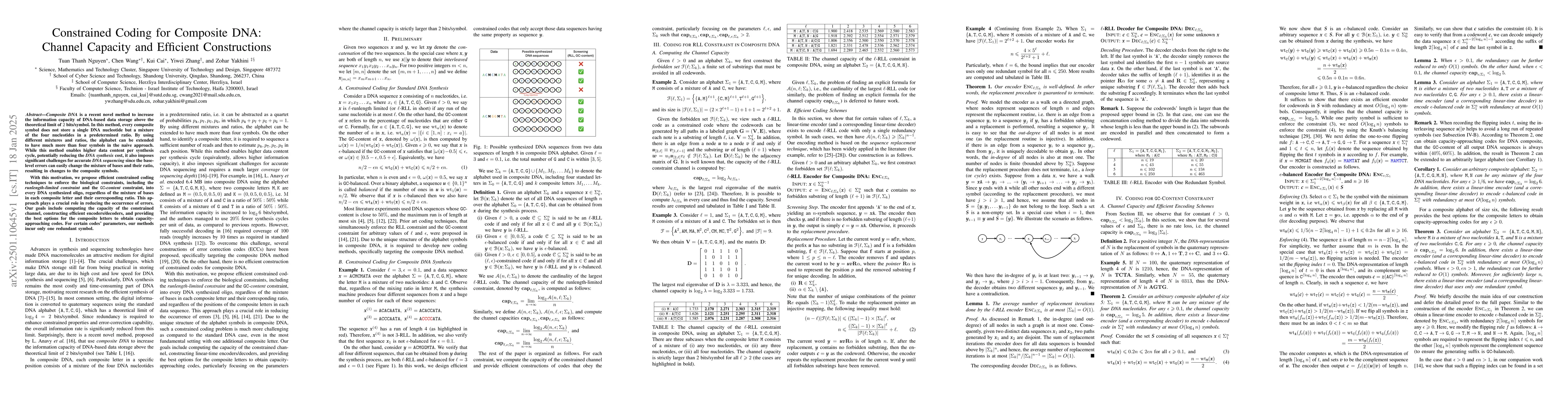 Thumbnail for Constrained Coding for Composite DNA: Channel Capacity and Efficient
  Constructions
