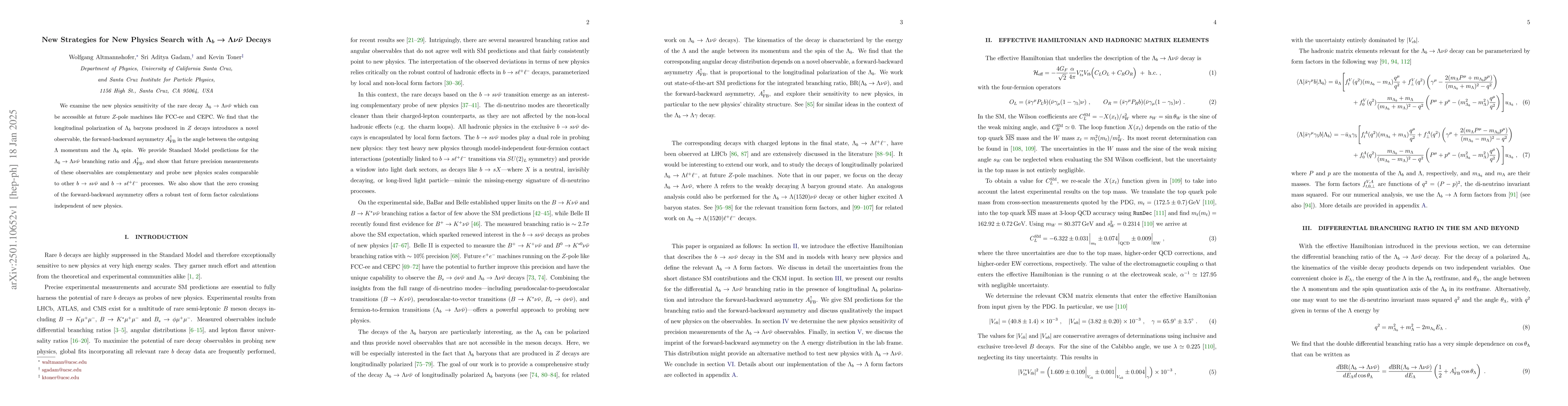 Thumbnail for New Strategies for New Physics Search with $Λ_b \to Λν
  \barν$ Decays