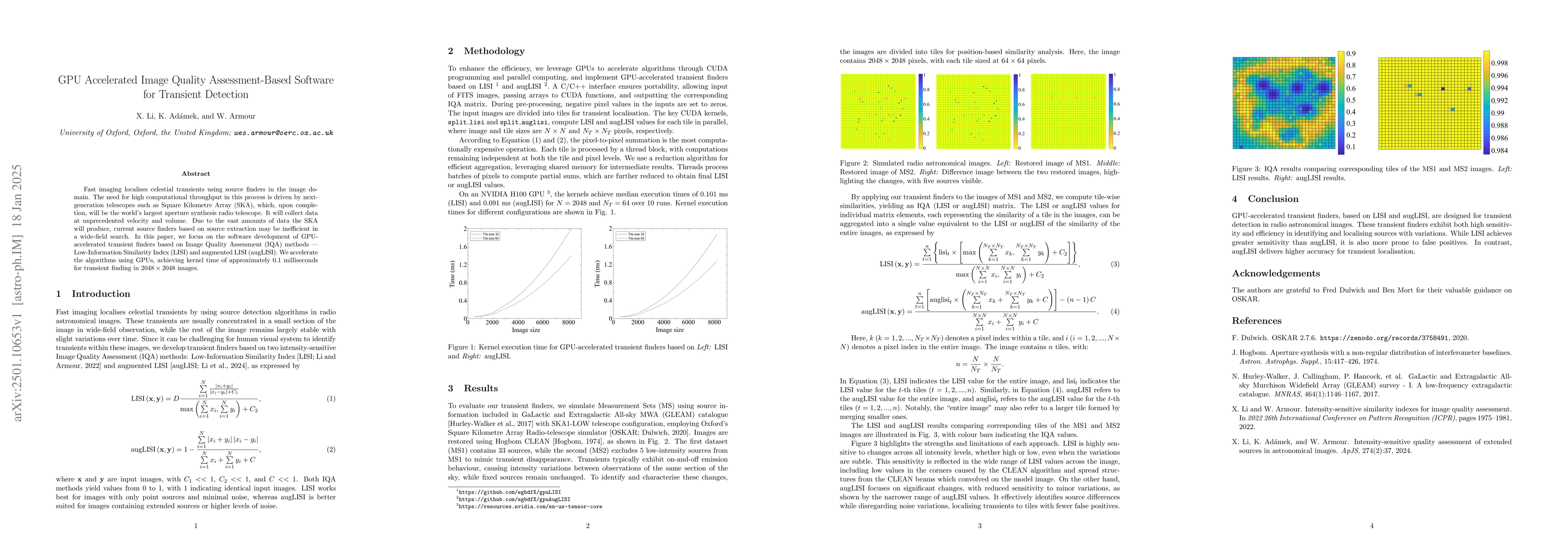 Thumbnail for GPU Accelerated Image Quality Assessment-Based Software for Transient
  Detection