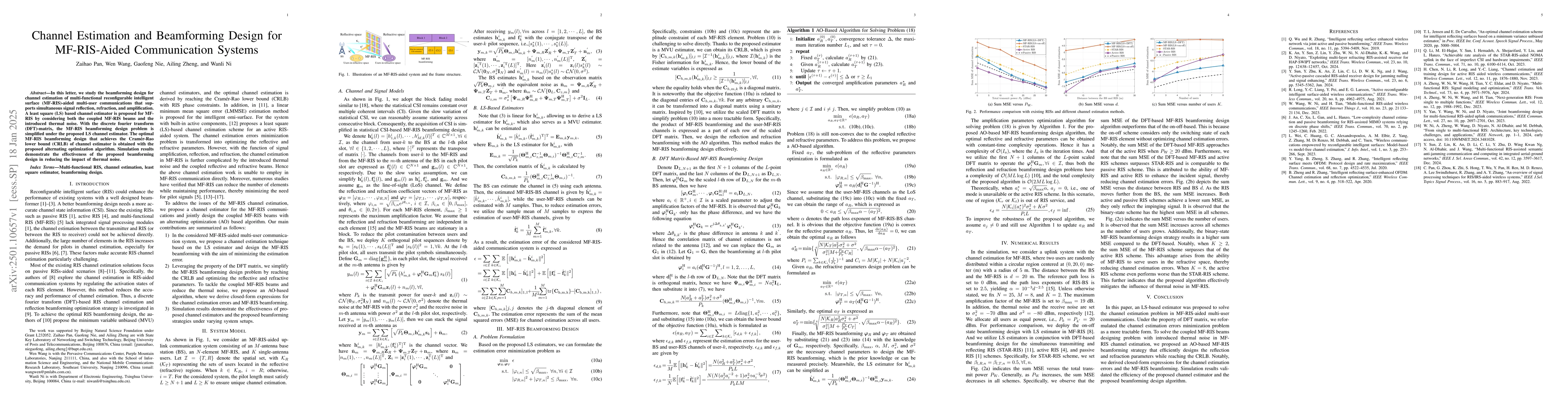 Thumbnail for Channel Estimation and Beamforming Design for MF-RIS-Aided Communication
  Systems