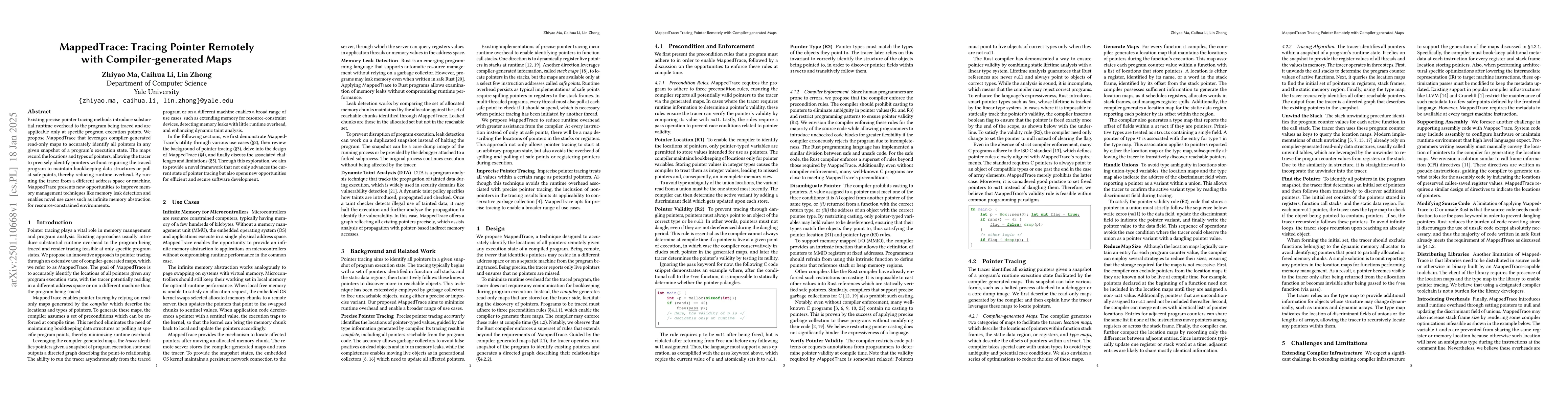 Thumbnail for MappedTrace: Tracing Pointer Remotely with Compiler-generated Maps