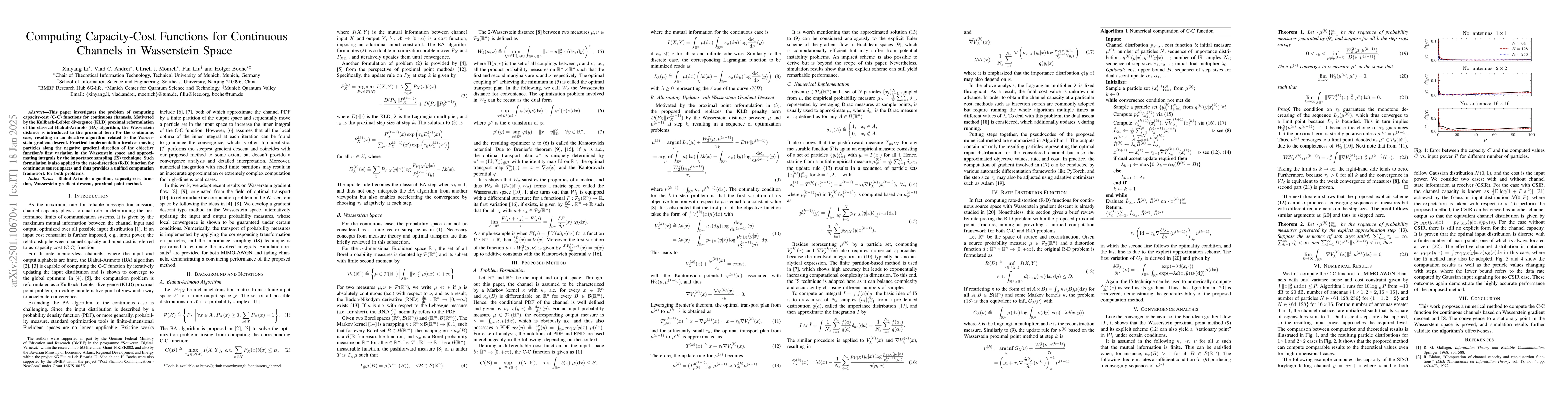 Thumbnail for Computing Capacity-Cost Functions for Continuous Channels in Wasserstein
  Space