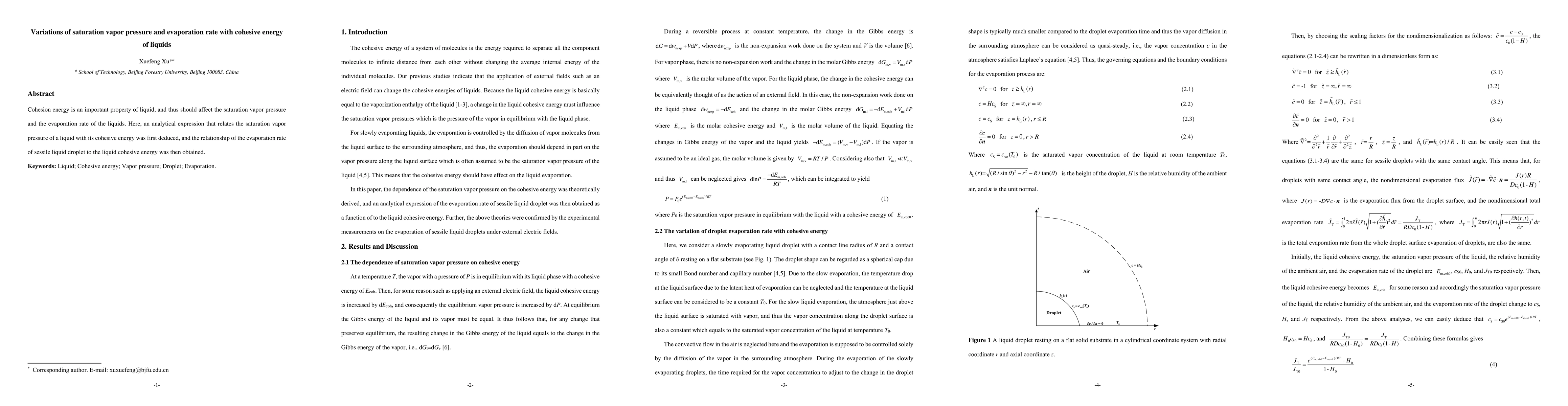 Thumbnail for Variations of saturation vapor pressure and evaporation rate with
  cohesive energy of liquids