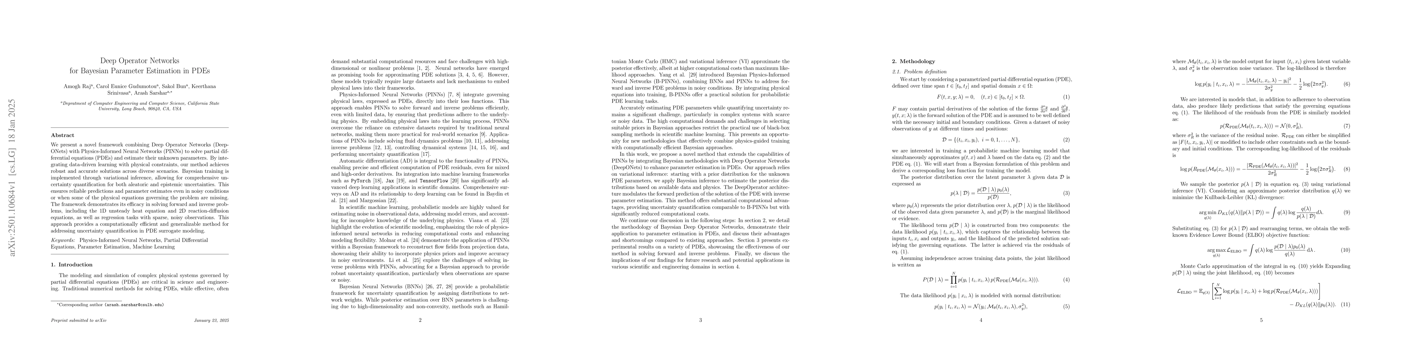 Thumbnail for Deep Operator Networks for Bayesian Parameter Estimation in PDEs