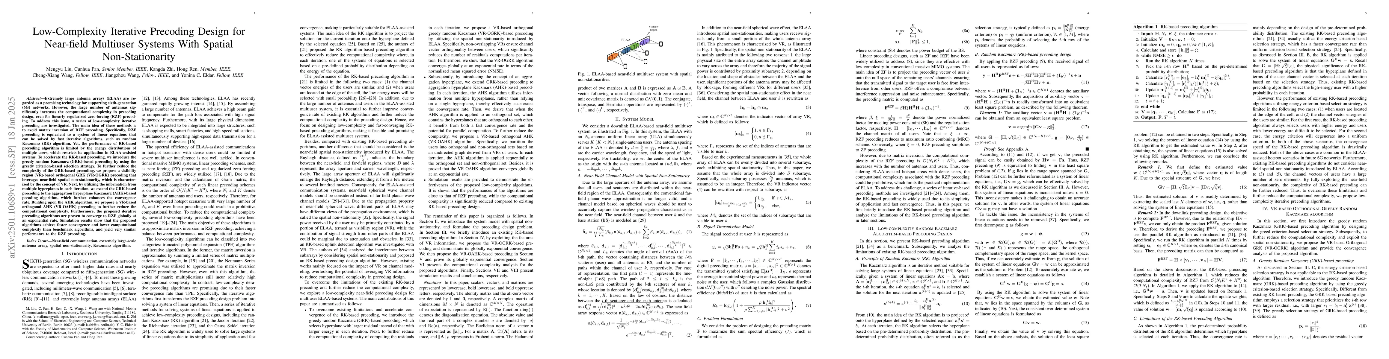 Thumbnail for Low-Complexity Iterative Precoding Design for Near-field Multiuser
  Systems With Spatial Non-Stationarity
