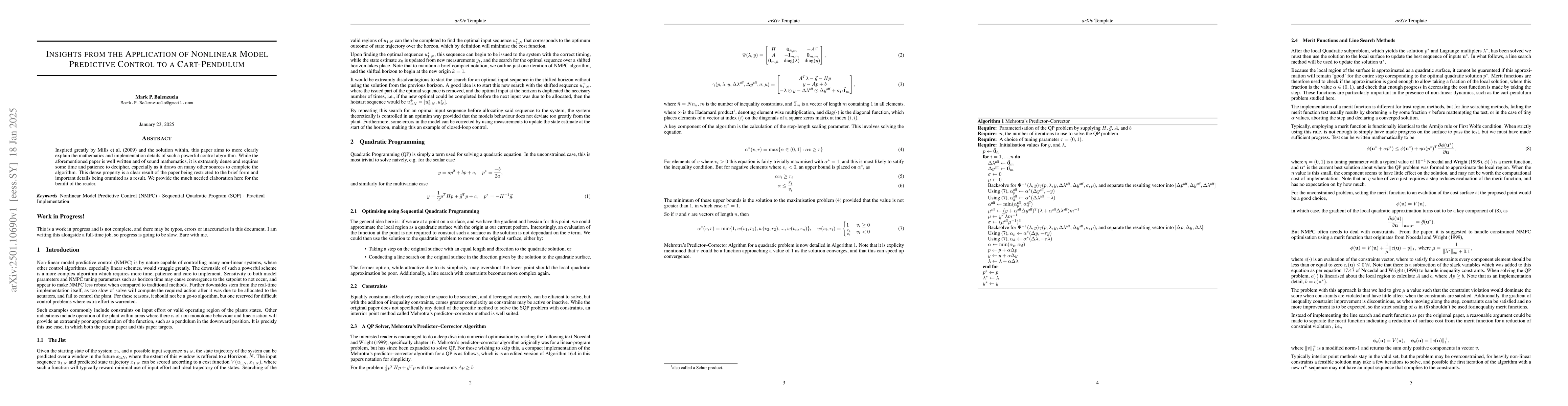 Thumbnail for Insights from the application of nonlinear model predictive control to a
  cart-pendulum
