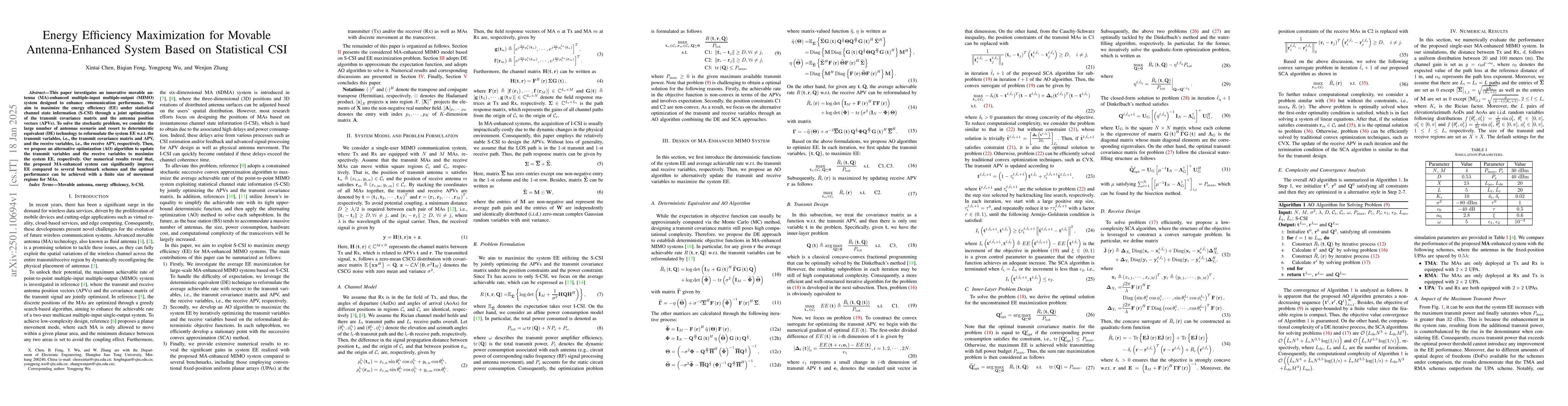 Thumbnail for Energy Efficiency Maximization for Movable Antenna-Enhanced System Based
  on Statistical CSI