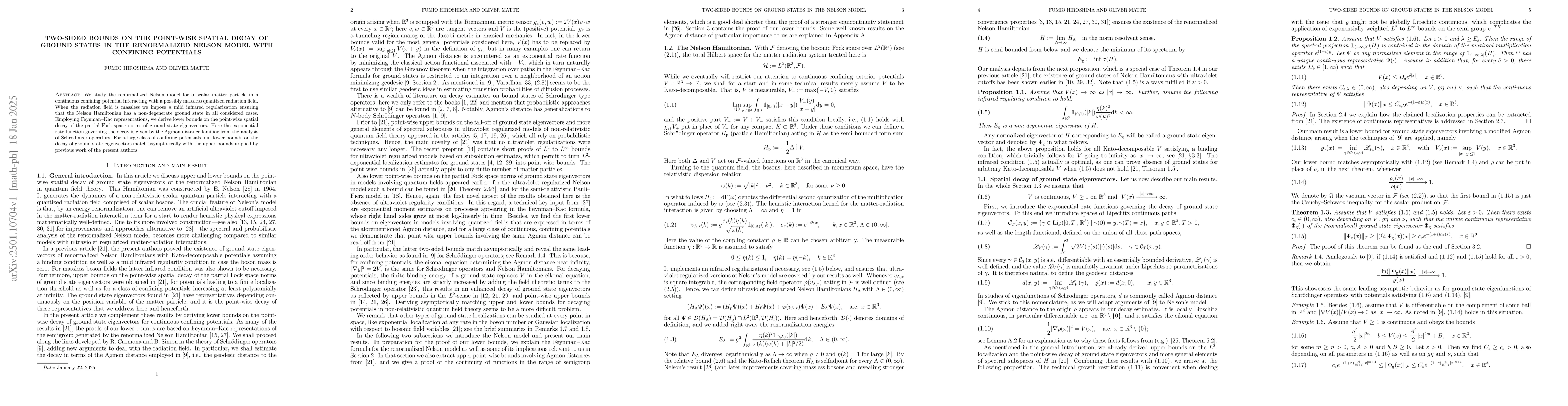 Thumbnail for Two-sided bounds on the point-wise spatial decay of ground states in the
  renormalized Nelson model with confining potentials