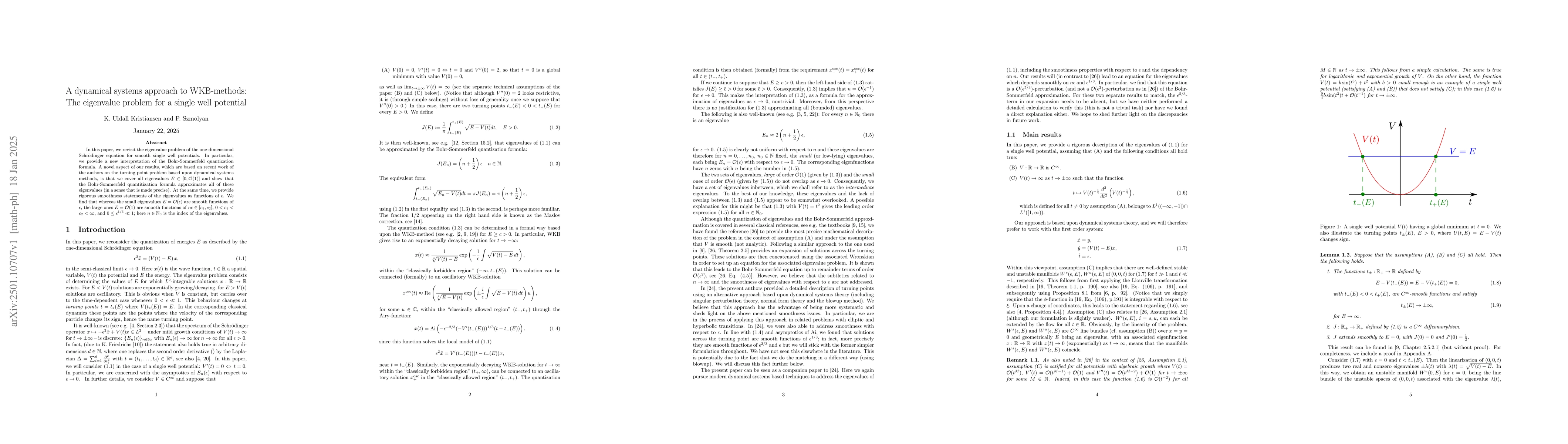 Thumbnail for A dynamical systems approach to WKB-methods: The eigenvalue problem for
  a single well potential