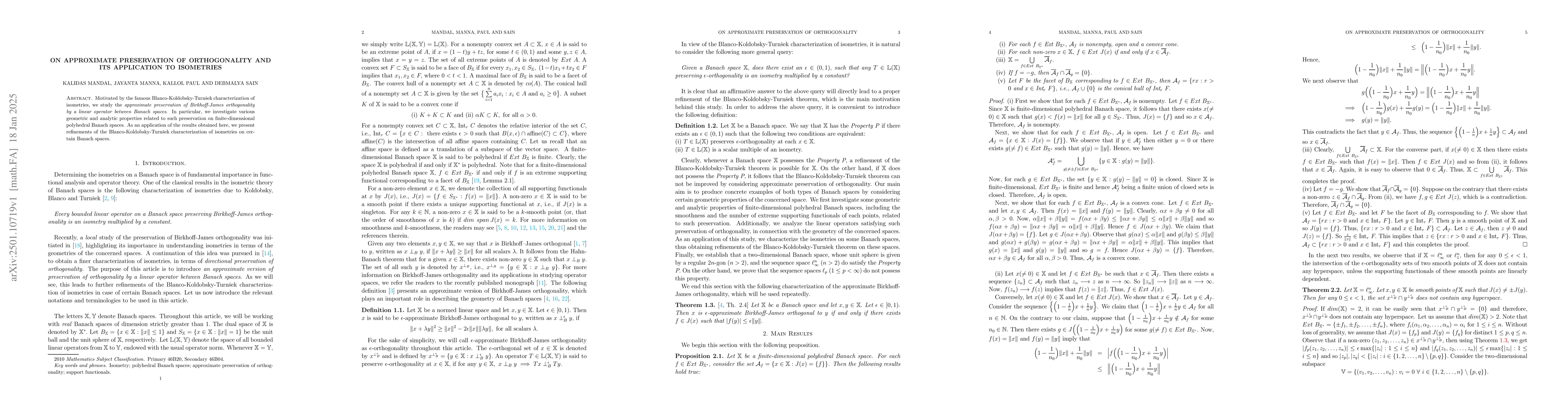 Thumbnail for On approximate preservation of orthogonality and its application to
  isometries