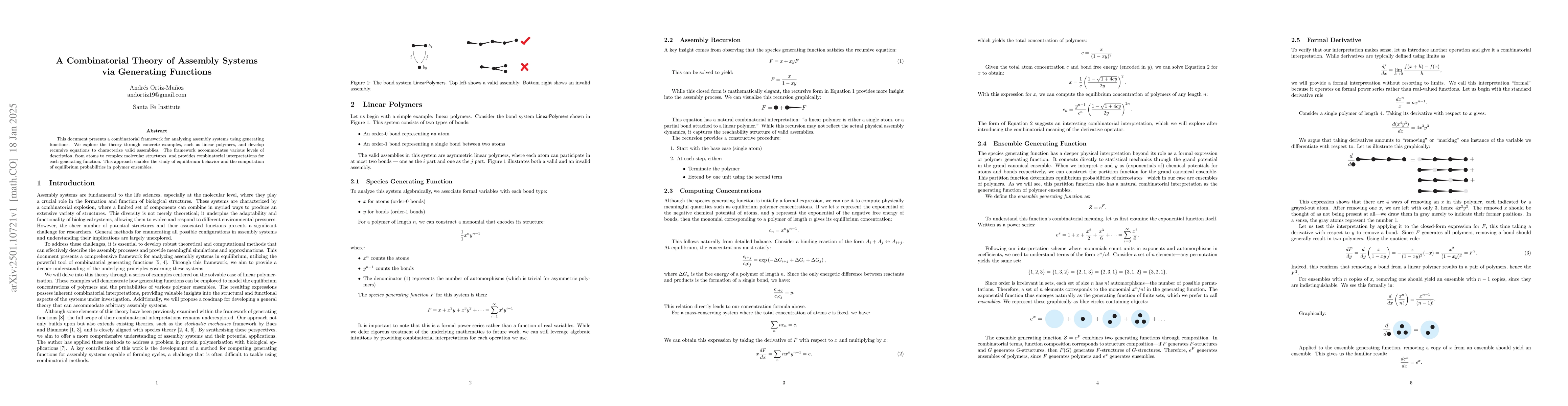 Thumbnail for A Combinatorial Theory of Assembly Systems via Generating Functions