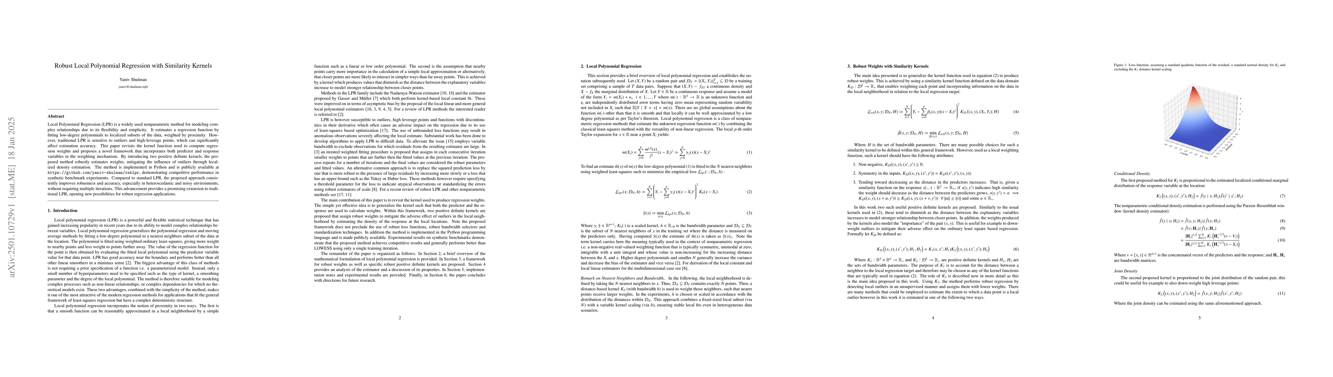 Thumbnail for Robust Local Polynomial Regression with Similarity Kernels