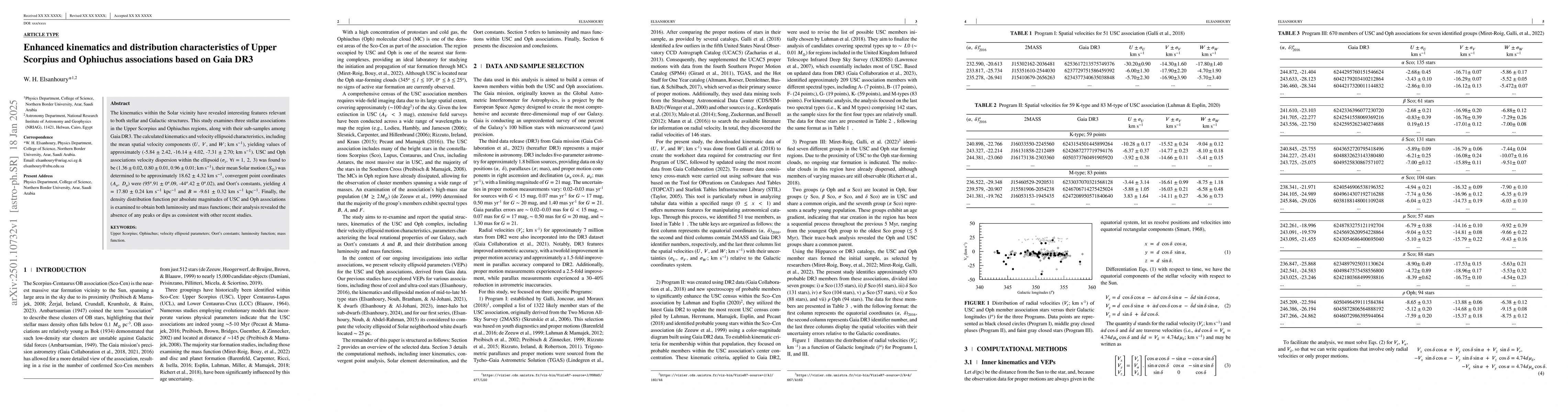Thumbnail for Enhanced kinematics and distribution characteristics of Upper Scorpius
  and Ophiuchus associations based on Gaia DR3