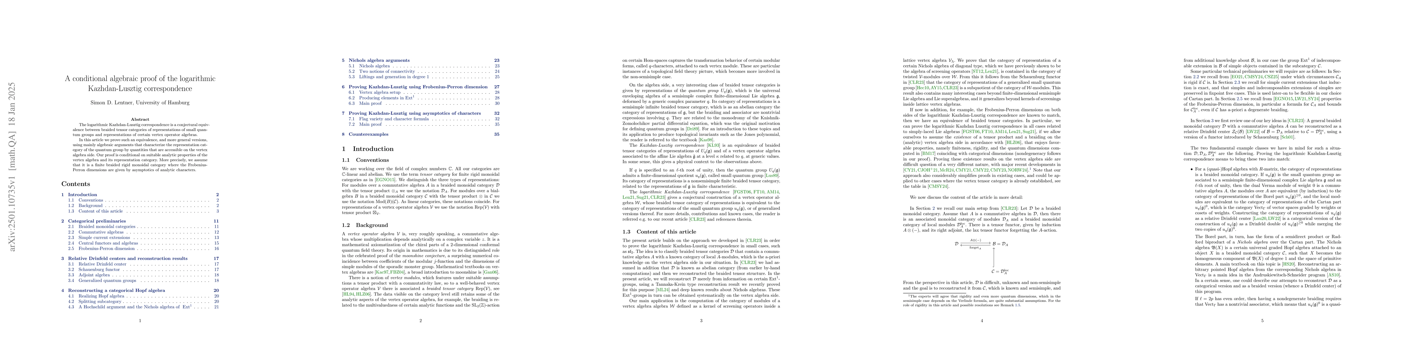 Thumbnail for A conditional algebraic proof of the logarithmic Kazhdan-Lusztig
  correspondence