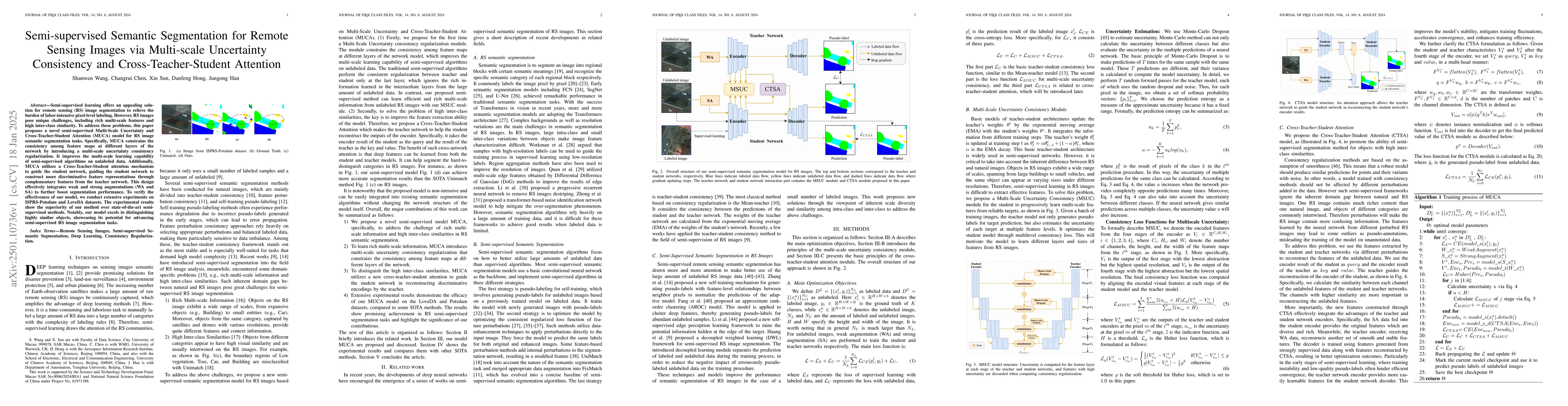 Thumbnail for Semi-supervised Semantic Segmentation for Remote Sensing Images via
  Multi-scale Uncertainty Consistency and Cross-Teacher-Student Attention