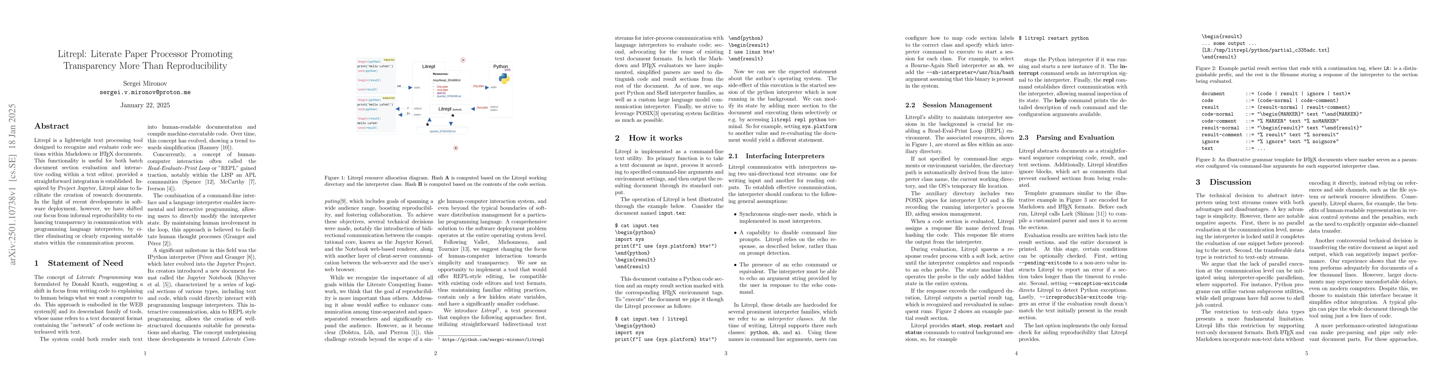 Thumbnail for Litrepl: Literate Paper Processor Promoting Transparency More Than
  Reproducibility