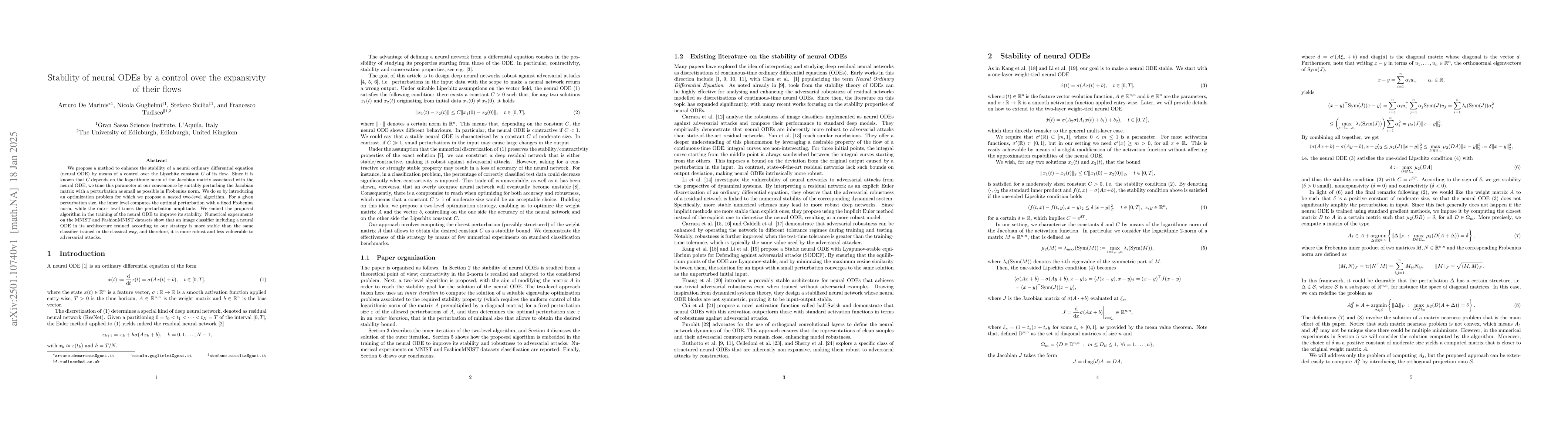 Thumbnail for Stability of neural ODEs by a control over the expansivity of their
  flows