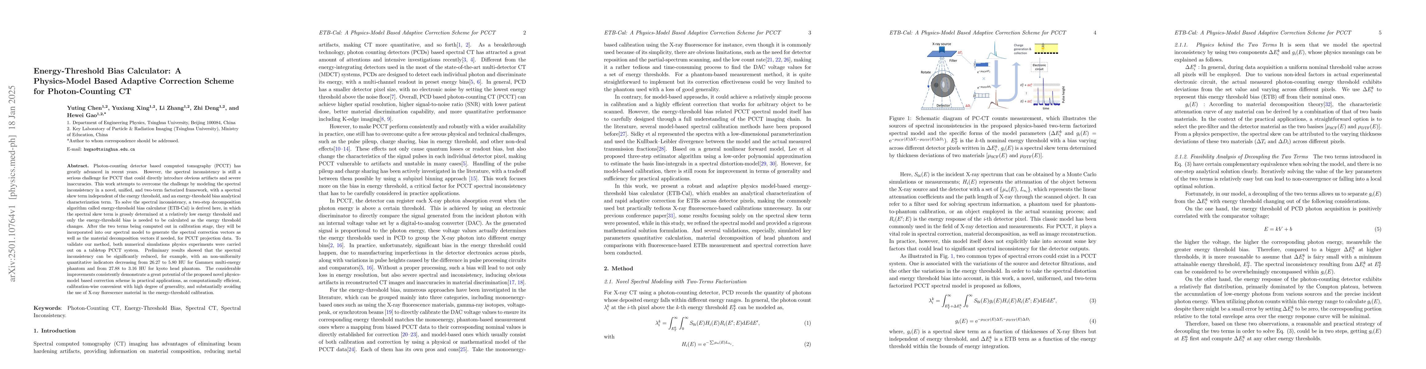 Thumbnail for Energy-Threshold Bias Calculator: A Physics-Model Based Adaptive
  Correction Scheme for Photon-Counting CT