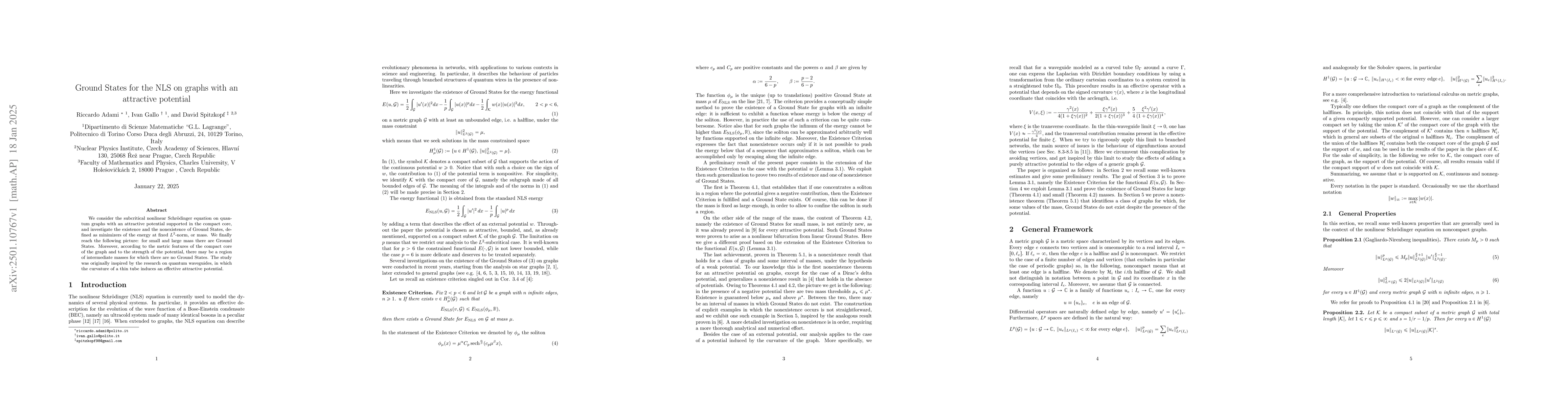 Thumbnail for Ground States for the NLS on graphs with an attractive potential