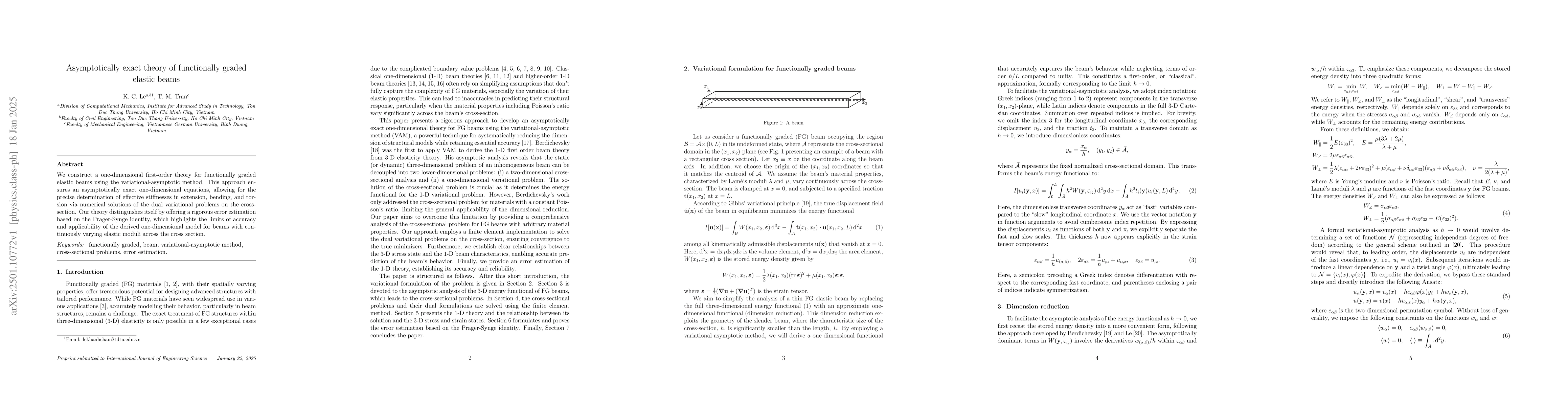 Thumbnail for Asymptotically exact theory of functionally graded elastic beams