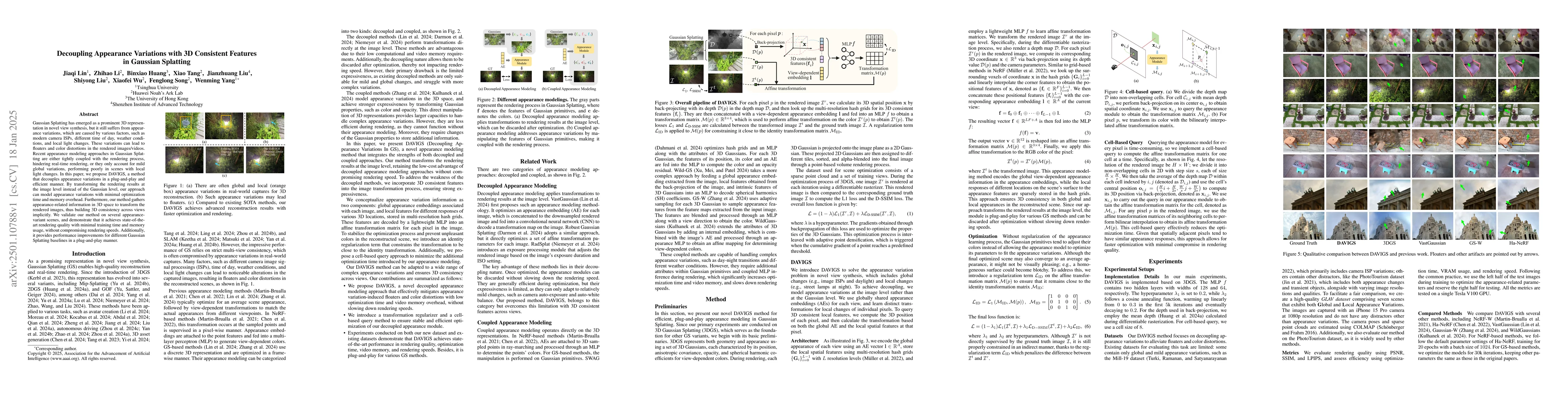 Thumbnail for Decoupling Appearance Variations with 3D Consistent Features in Gaussian
  Splatting