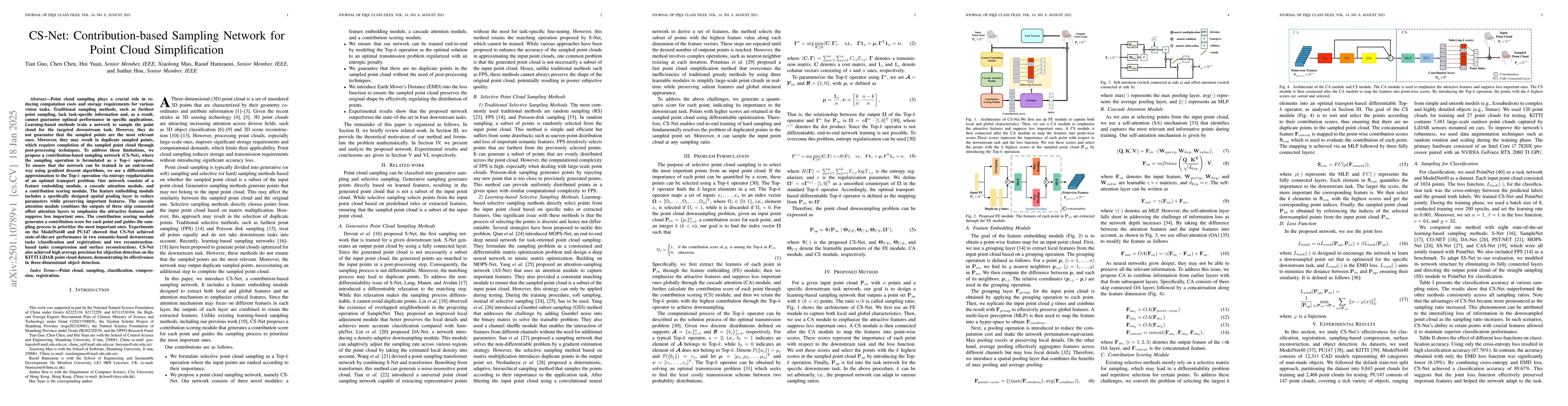 Thumbnail for CS-Net:Contribution-based Sampling Network for Point Cloud
  Simplification