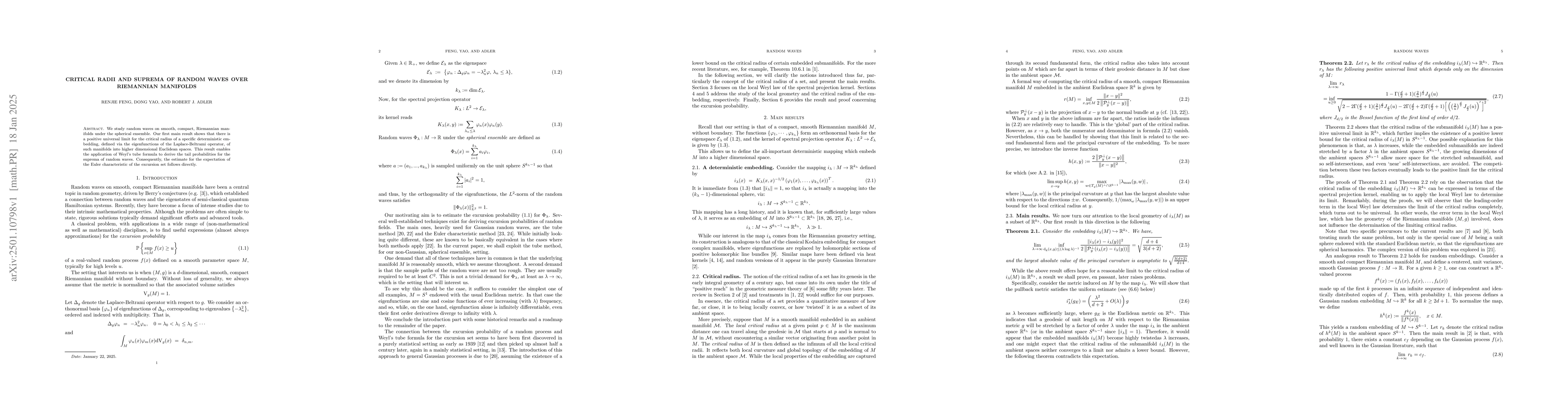 Thumbnail for Critical radii and suprema of random waves over Riemannian manifolds