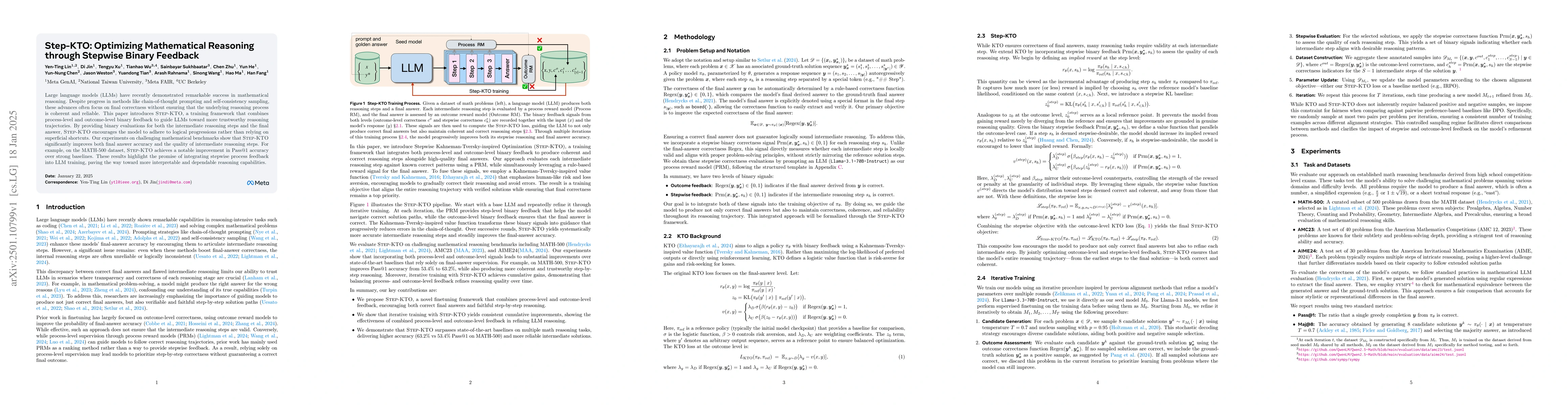 Thumbnail for Step-KTO: Optimizing Mathematical Reasoning through Stepwise Binary
  Feedback