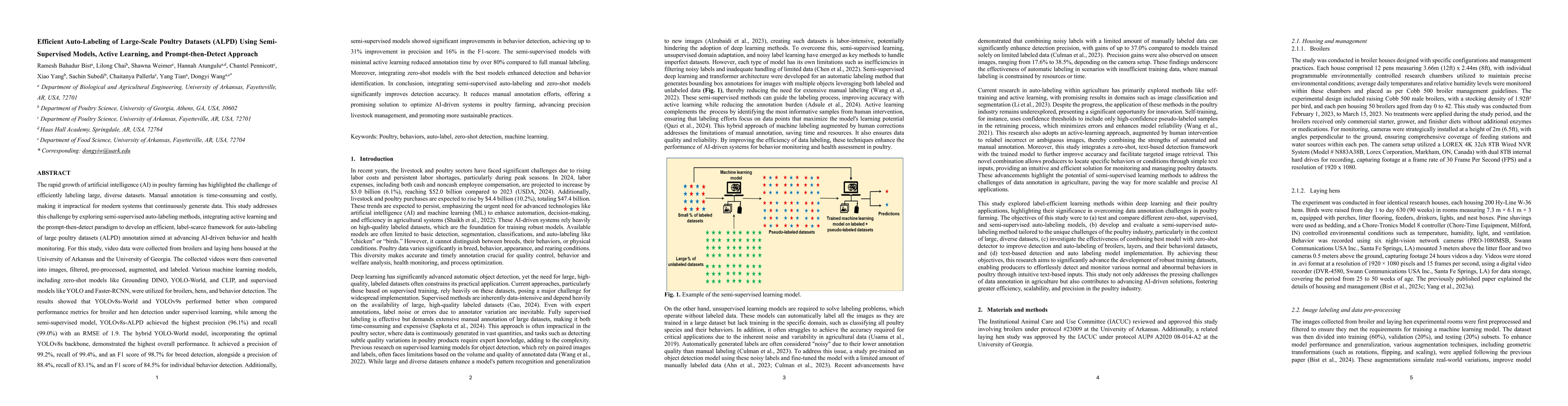 Thumbnail for Efficient Auto-Labeling of Large-Scale Poultry Datasets (ALPD) Using
  Semi-Supervised Models, Active Learning, and Prompt-then-Detect Approach