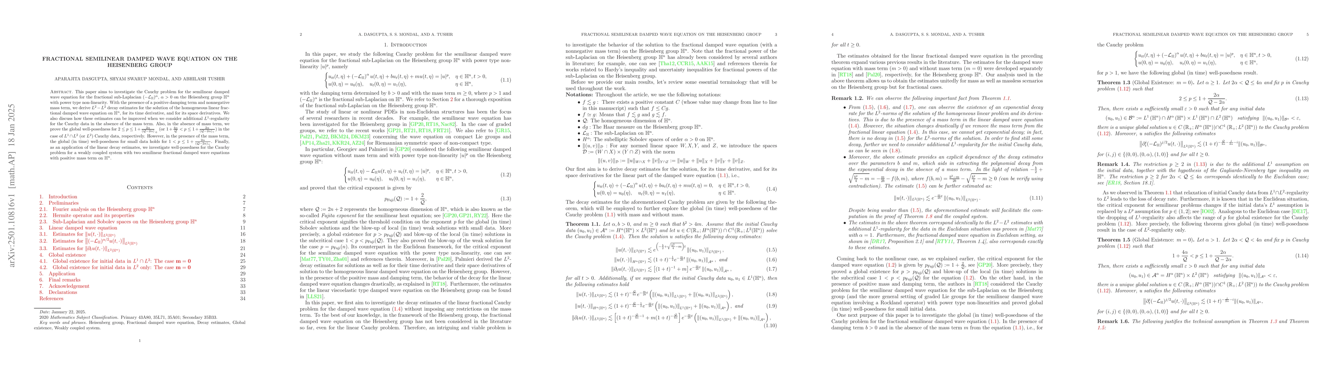 Thumbnail for Fractional semilinear damped wave equation on the Heisenberg group